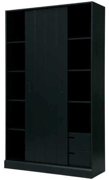 WOOOD Černá dřevěná skříň Shelpine 200 x 120 cm