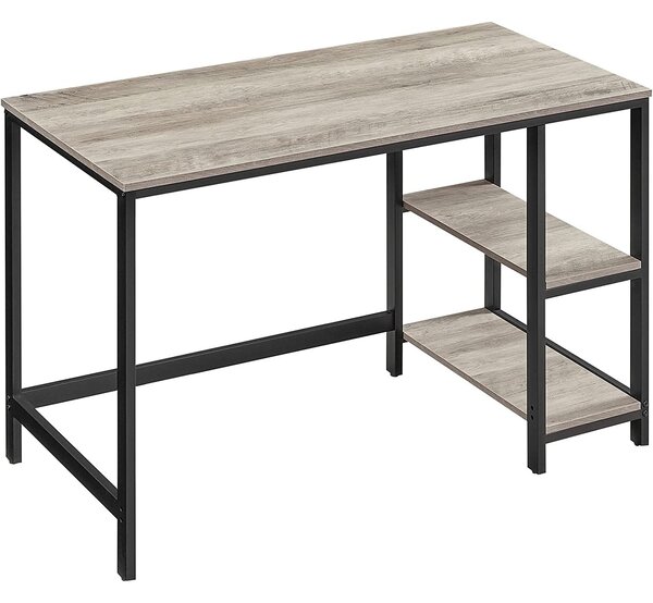 Psací stůl 120x60 cm, počítačový stůl se 2 policemi na levé nebo pravé straně, greige