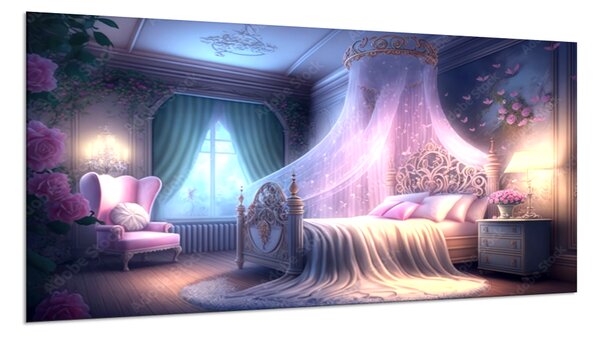 Obraz skleněný dívčí pokoj fantazie princezny - 30 x 60 cm