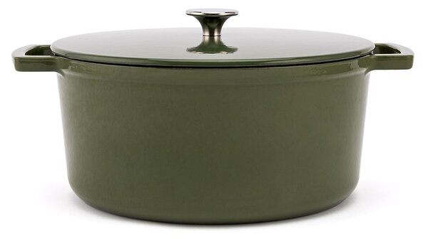 Elmich Smaltovaný litinový hrnec Ember 24 cm - olivově zelená