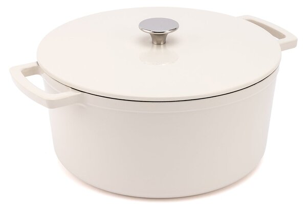 Elmich Smaltovaný litinový hrnec Ember 24 cm - krémově bílá