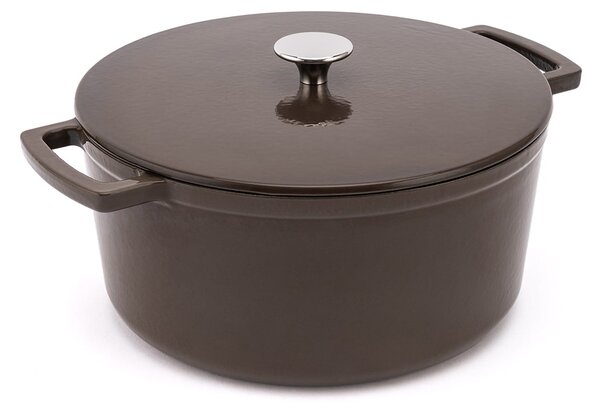 Elmich Smaltovaný litinový hrnec Ember 24 cm - hnědá