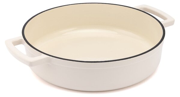 Elmich Smaltovaný litinový nízký hrnec Ember 28 cm - krémově bílá