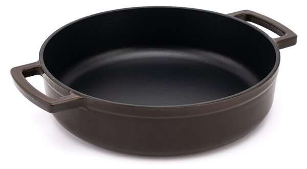 Elmich Smaltovaný litinový nízký hrnec Ember 28 cm - hnědá