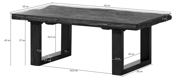 Konferenční stolek starožitné dřevo 110x60x42 hnědý lakovaný CITY #29