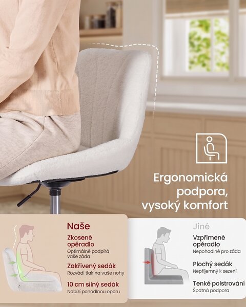 SONGMICS Kosmetická otočná židle Vasagle Homky bílá/černá