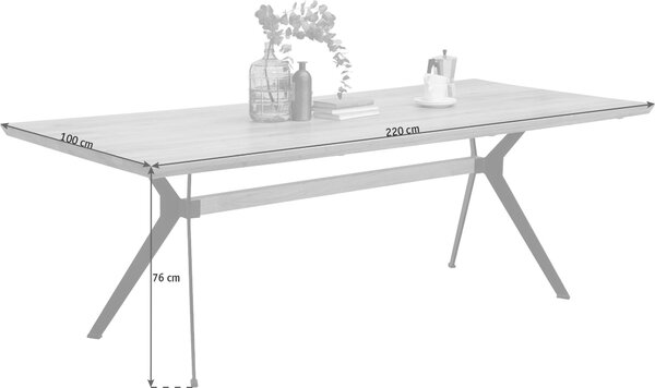 JÍDELNÍ STŮL, divoký dub, černá, barvy dubu, 220/100/76 cm Linea Natura - Jídelní stoly