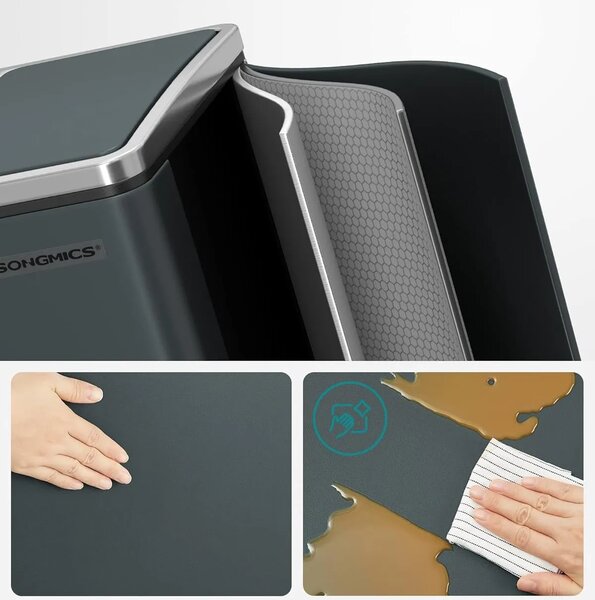 SONGMICS Odpadkový koš na tříděný odpad Bins 30 L antracit
