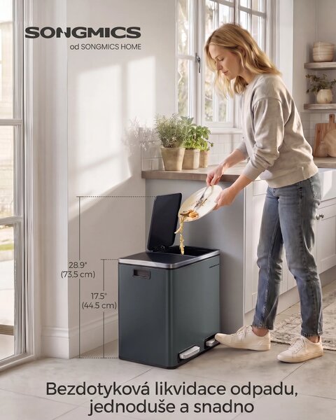 SONGMICS Odpadkový koš na tříděný odpad Bins 30 L antracit