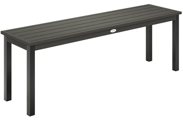 Outsunny kovová zahradní lavička pro 2 osoby, laťkované sedadlo v dřevěném vzhledu, bez opěradla — nosnost 240 kg, 130 x 34 x 43 cm, šedá | Aosom