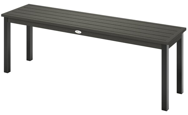 Outsunny kovová zahradní lavička pro 2 osoby, laťkované sedadlo v dřevěném vzhledu, bez opěradla — nosnost 240 kg, 130 x 34 x 43 cm, šedá | Aosom