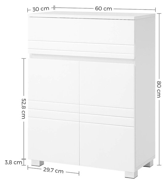 Koupelnová skříňka, dvoudveřová skříňka s šuplíky, bílá