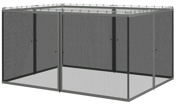 Moskytiéry Outsunny pro altán 3 × 4 m, stan nebo pavilon – balení 4 zipových panelů s upevňovacími háčky – nylon/polyester | Aosom