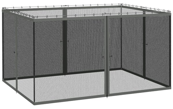 Moskytiéry Outsunny pro altán 3 × 4 m, stan nebo pavilon – balení 4 zipových panelů s upevňovacími háčky – nylon/polyester | Aosom