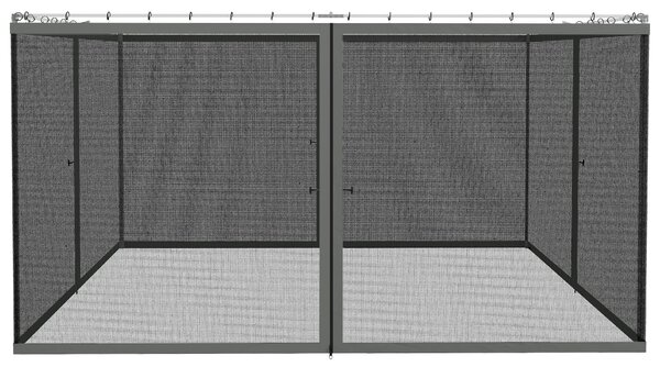 Moskytiéry Outsunny pro altán 3 × 4 m, stan nebo pavilon – balení 4 zipových panelů s upevňovacími háčky – nylon/polyester | Aosom
