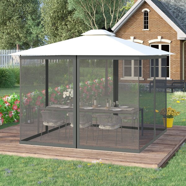 Moskytiéry Outsunny pro altán 3 × 4 m, stan nebo pavilon – balení 4 zipových panelů s upevňovacími háčky – nylon/polyester | Aosom