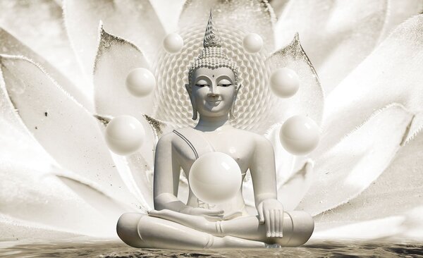Postershop Fototapeta vliesová: Bílý Budha - 152,5x104 cm