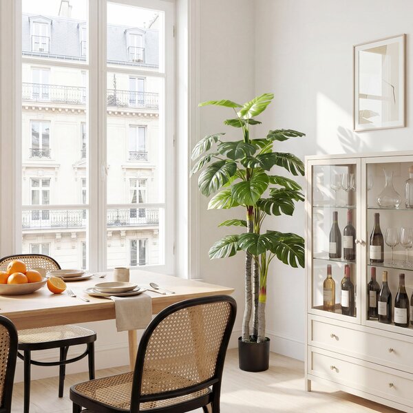 HOMCOM Umělá monstera 150 cm — realistický kmen a větve, 20 velkých listů, včetně květináče | Aosom