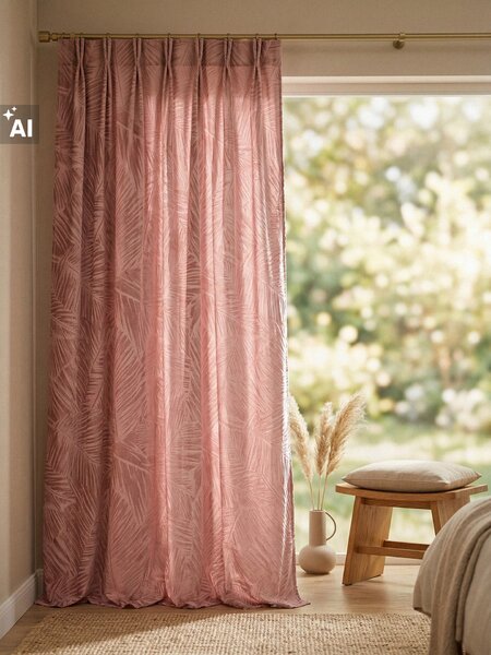 Sinsay - Závěs s potiskem listů - pastelová růžová