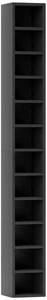 HOMCOM sloupový regál na CD a DVD, 12 přihrádek, pojme až 204 disků, 21 × 20 × 175 cm, černý | Aosom