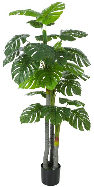 HOMCOM Umělá monstera 150 cm — realistický kmen a větve, 20 velkých listů, včetně květináče | Aosom