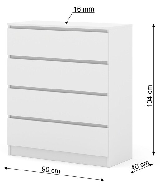 Komoda MAJA S4 90 cm Weiß Matt Sideboard Highboard