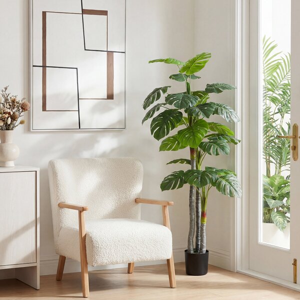 HOMCOM Umělá monstera 150 cm — realistický kmen a větve, 20 velkých listů, včetně květináče | Aosom