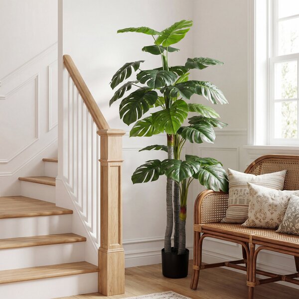 HOMCOM Umělá monstera 150 cm — realistický kmen a větve, 20 velkých listů, včetně květináče | Aosom