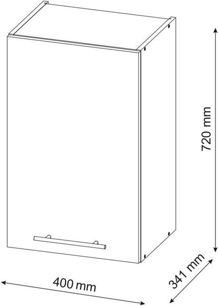Kuchyňská skříňka, závěsná, šířka 40 cm, barva antracit/bílá, pro kuchyňské sestavy