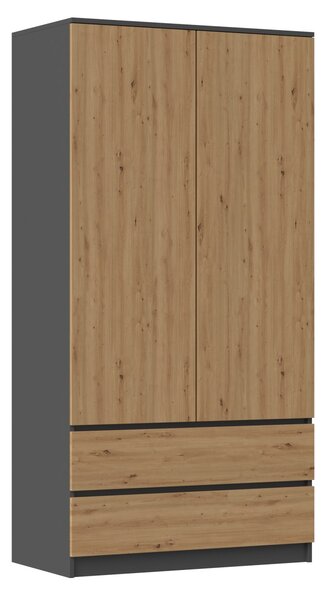TP Living Šatní skříň MALWA I 90 cm antracit/dub artisan