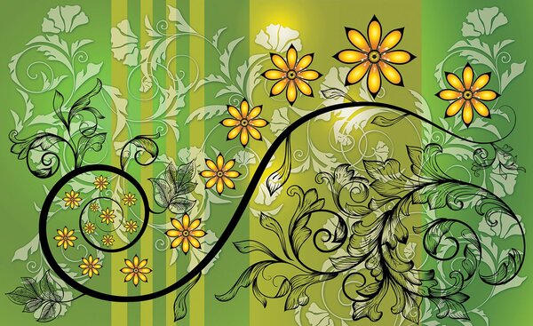 Postershop Fototapeta vliesová: Květinová abstrakce zelená (2) - 416x254 cm