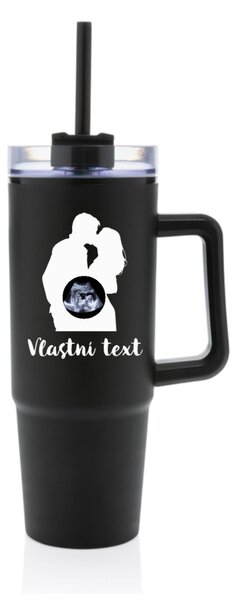 Personalizovaná termoska s průhledným víčkem s párem a ultrazvukem