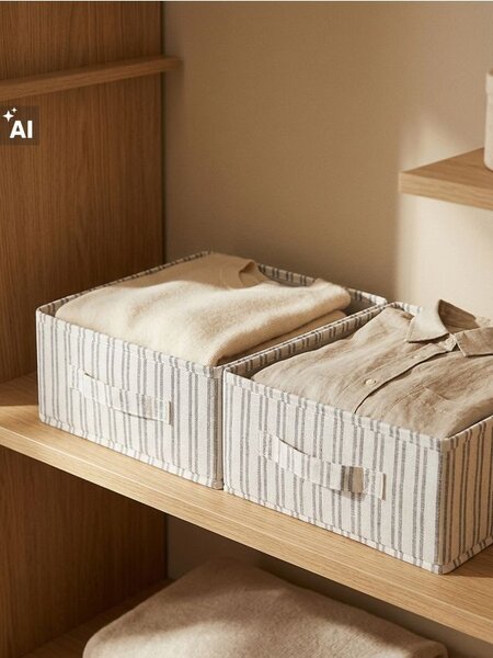 Sinsay - Skládací úložné boxy s pruhy 2 pack - šedá