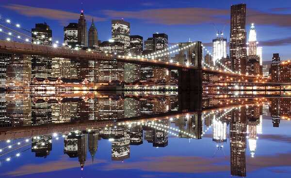 Postershop Fototapeta vliesová: Noční Brooklyn Bridge (2) - 104x70,5 cm