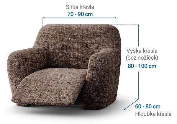 Bielastické potahy VITTORIA hnědá relaxační křeslo (š. 70 - 90 cm)