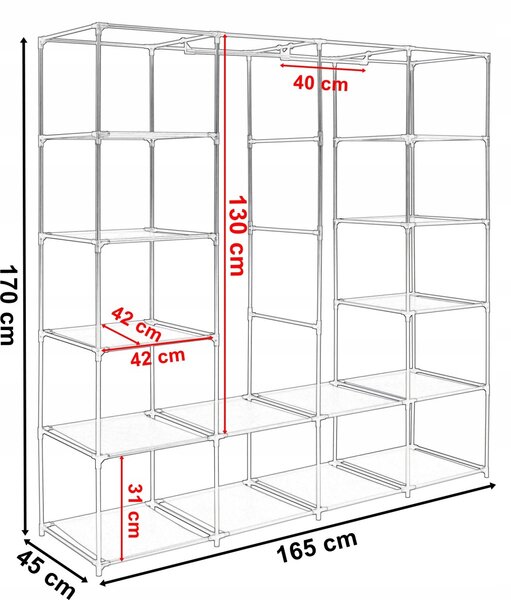 TZB Šatní textilní skříň OLENA 165 cm antracitová