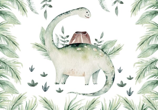 Postershop Fototapeta vliesová: Dinosaur v kapradí - 152,5x104 cm