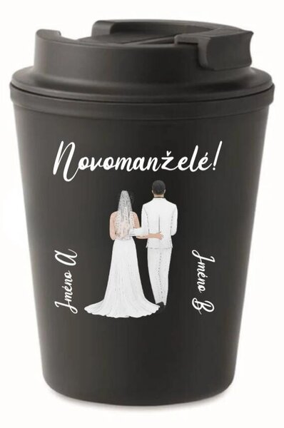 Personalizovaný cestovní termohrnek se svatebním párem