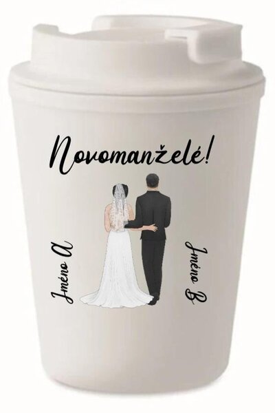 Personalizovaný cestovní termohrnek se svatebním párem