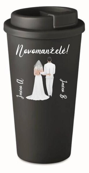 Personalizovaný cestovní termohrnek se svatebním párem
