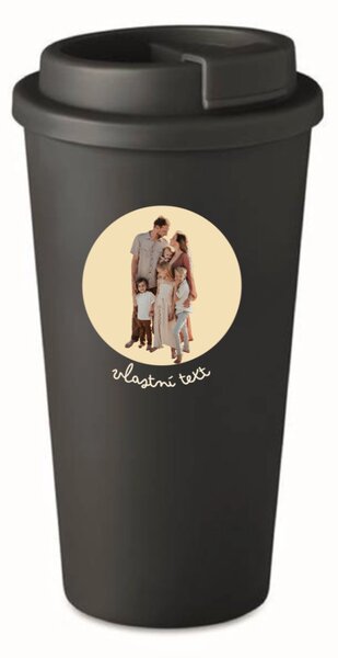 Personalizovaný cestovní termohrnek s výřezem fotky na podkladu