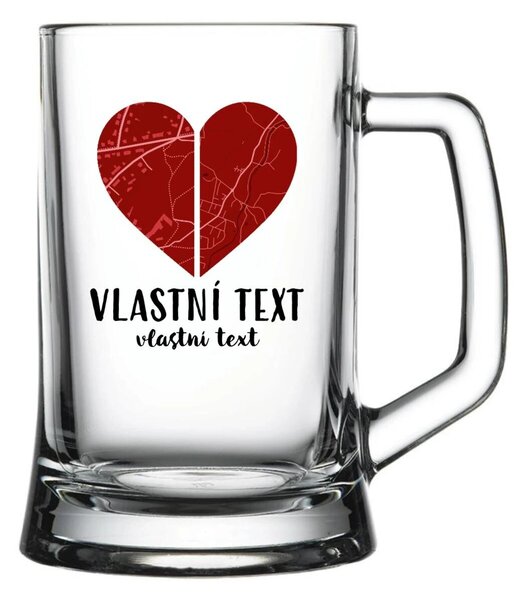 Personalizovaná pivní sklenice - Dvě místa, jedno srdce