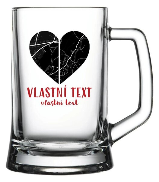Personalizovaná pivní sklenice - Dvě místa, jedno srdce