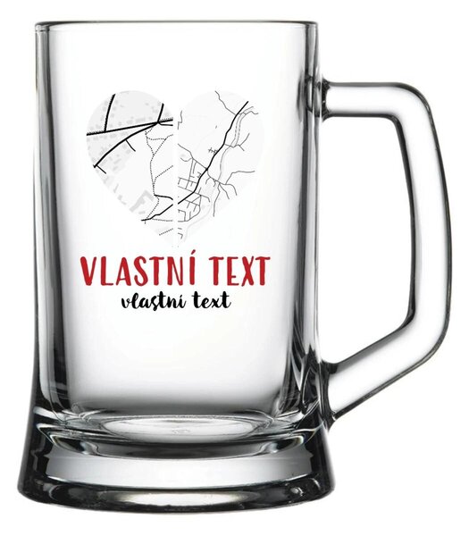 Personalizovaná pivní sklenice - Dvě místa, jedno srdce