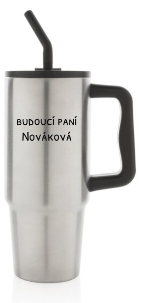 Personalizovaná nerezová termoska s barevným víčkem - budoucí paní