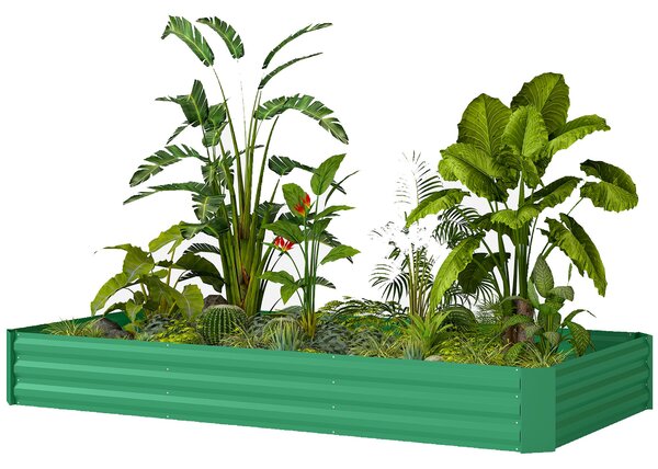 Outsunny venkovní vyvýšený záhon — obdélníkový záhon s bezpečným okrajem a otevřeným dnem pro květiny a bylinky, 240 × 120 × 30 cm | Aosom