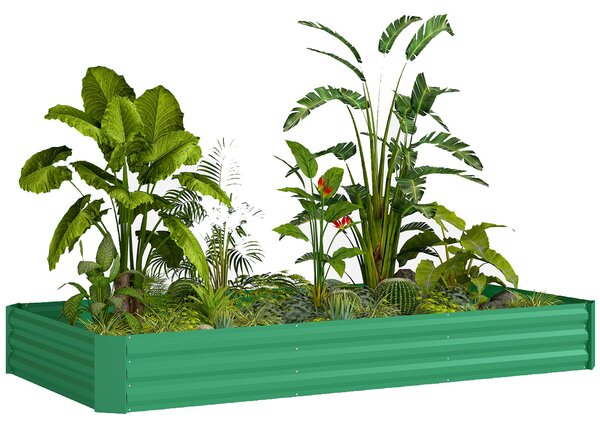 Outsunny venkovní vyvýšený záhon — obdélníkový záhon s bezpečným okrajem a otevřeným dnem pro květiny a bylinky, 240 × 120 × 30 cm | Aosom