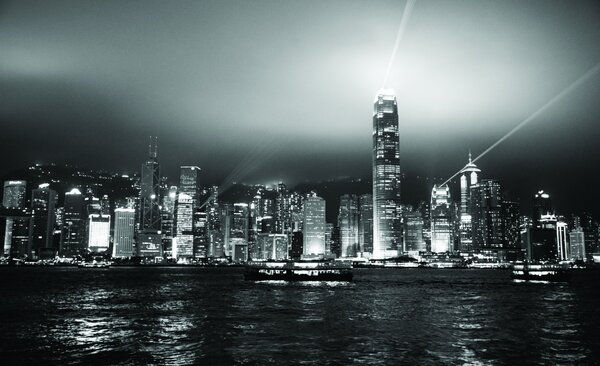 Postershop Fototapeta vliesová: Hong Kong (černobílý) - 312x219cm