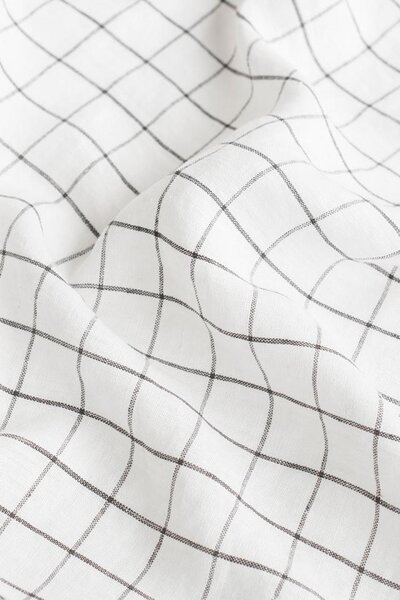 Magic Linen Lněné prostěradlo Charcoal grid Velikost: 160 x 200 x 23 cm