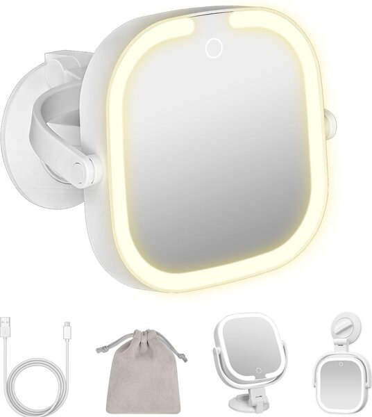 LED zrcadlo na líčení s osvětlením - Sada 30 kusů - Stmívatelné - 3 barvy světla - Nabíjecí zvětšovací zrcátko - 1x zvětšení - Bílá barva